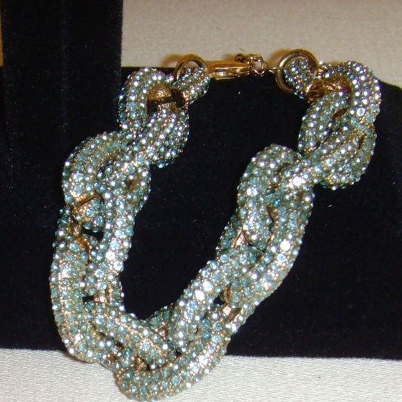 BaubleBar Blue Rhinestone Link Chain Bracelet NEW! - Picture 2 of 15